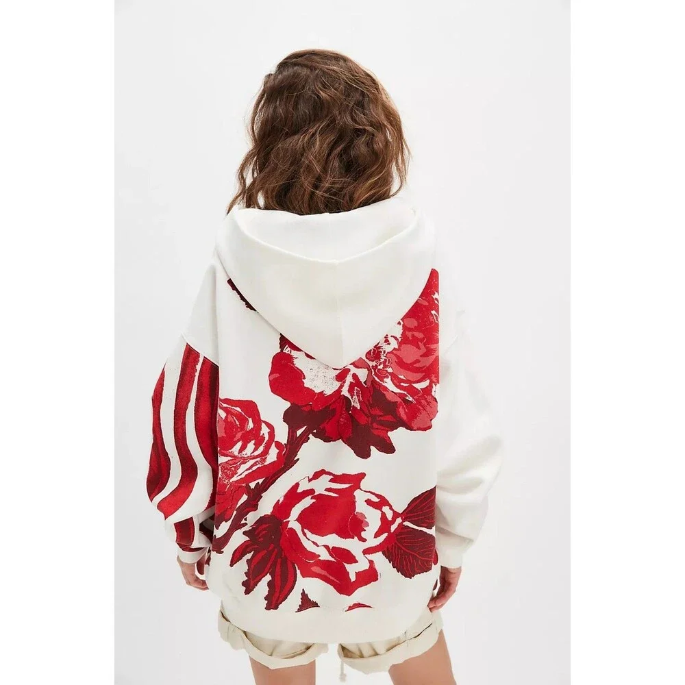 Free People We The Free It's A Vibe Placed Print Hoodie Top Oversized S 288598